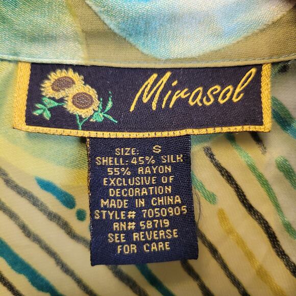 Vintage Burnout Velvet Silk Top Button Sequins Artsy Floral Abstract Size‎ S - Picture 3 of 8